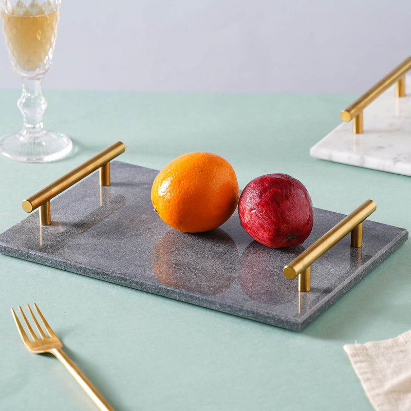 Marble Platter With Gold Handle