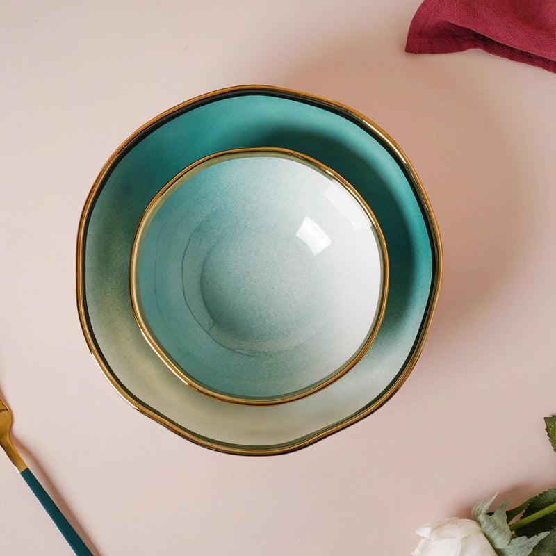 Green Ombre 21 Piece Dinner Set For 6