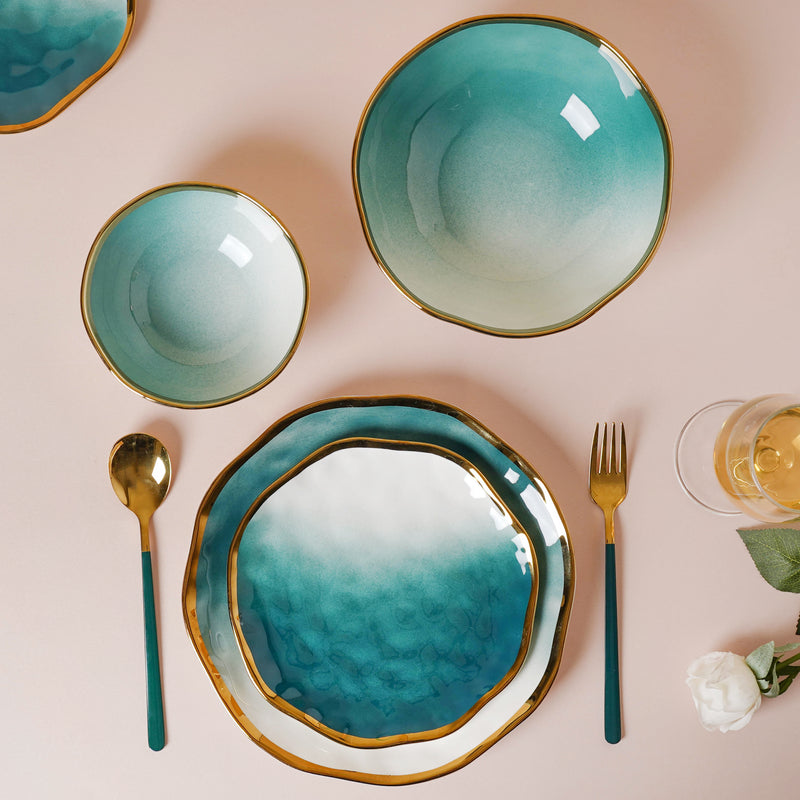 Green Ombre 21 Piece Dinner Set For 6