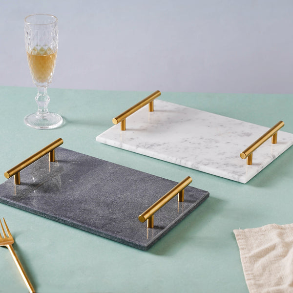Marble Platter With Gold Handle