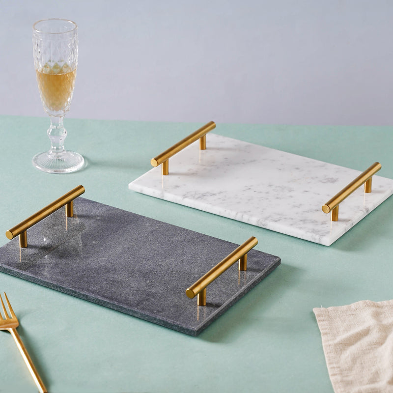 Marble Platter With Gold Handle