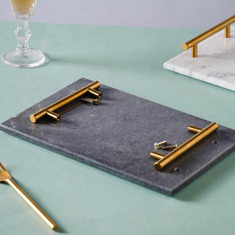 Marble Platter With Gold Handle