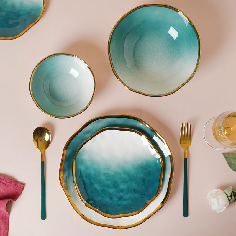 Green Ombre 21 Piece Dinner Set For 6