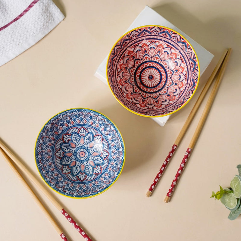 Bohemian Ramen Bowl Set of 2 - Bowl, soup bowl, ceramic bowl, snack bowls, curry bowl, popcorn bowls | Bowls for dining table & home decor