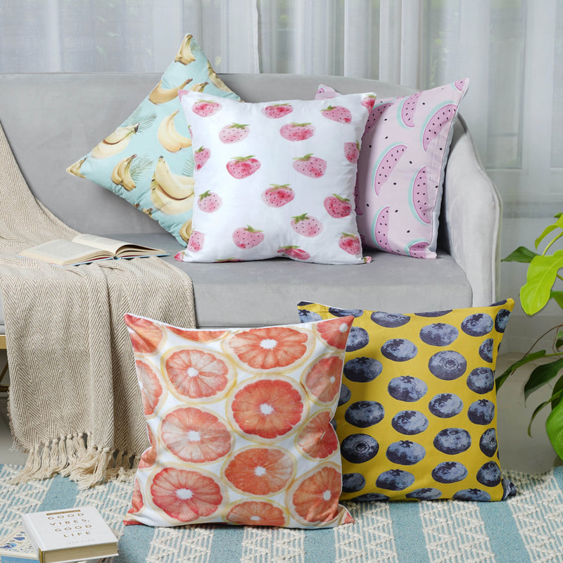 Cushion Cover Set of 5 with Fruit Prints