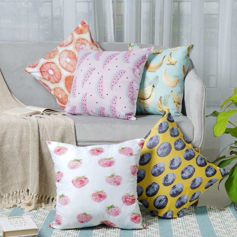 Cushion Cover Set of 5 with Fruit Prints