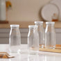 Milk Glass Bottle With Lid Set of 4 - Water bottle, juice bottle, glass bottle | Bottle for Travelling & Dining Table