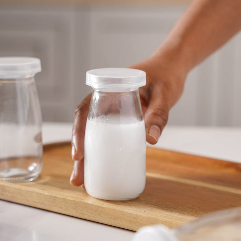 Small Glass Storage Container Set of 6 - Water bottle, juice bottle, glass bottle | Bottle for Travelling & Dining Table