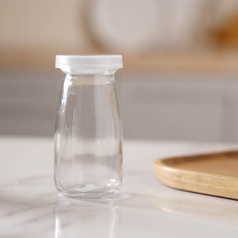 Small Glass Storage Container Set of 6 - Water bottle, juice bottle, glass bottle | Bottle for Travelling & Dining Table