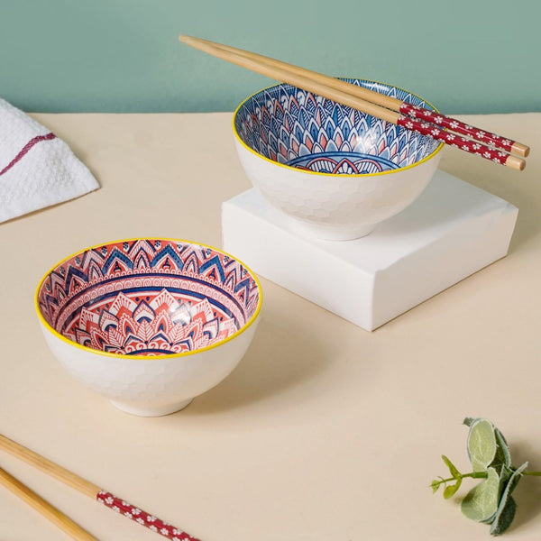 Bohemian Ramen Bowl Set of 2 - Bowl, soup bowl, ceramic bowl, snack bowls, curry bowl, popcorn bowls | Bowls for dining table & home decor