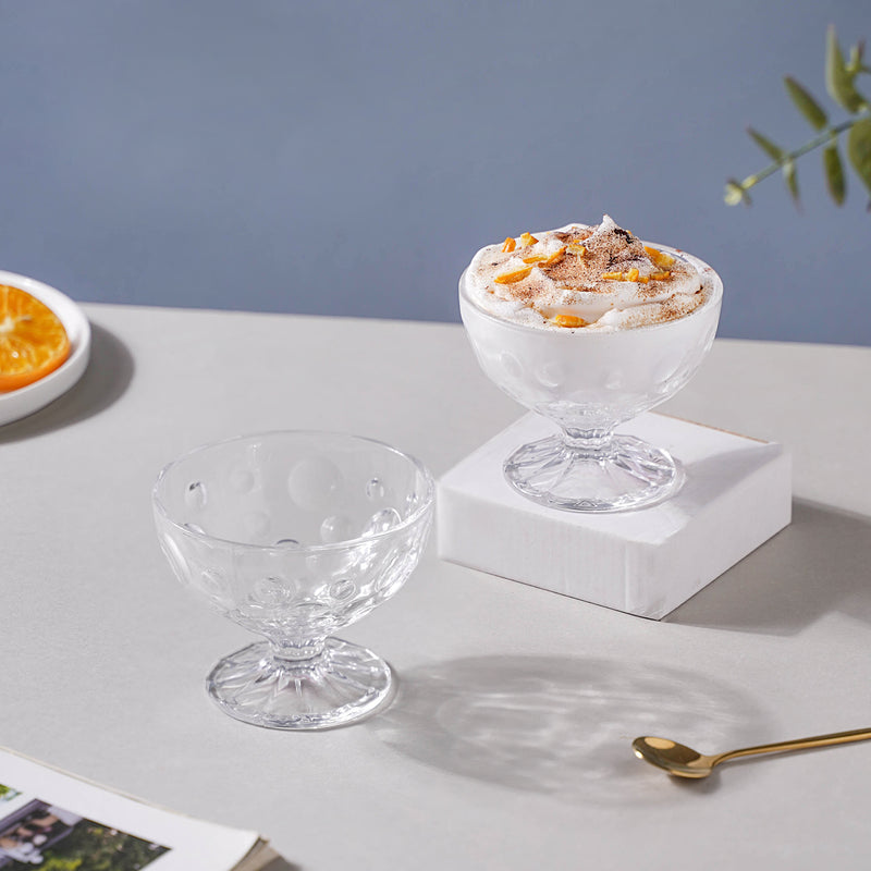 Dotty Glass Ice Cream Bowl Set of 2