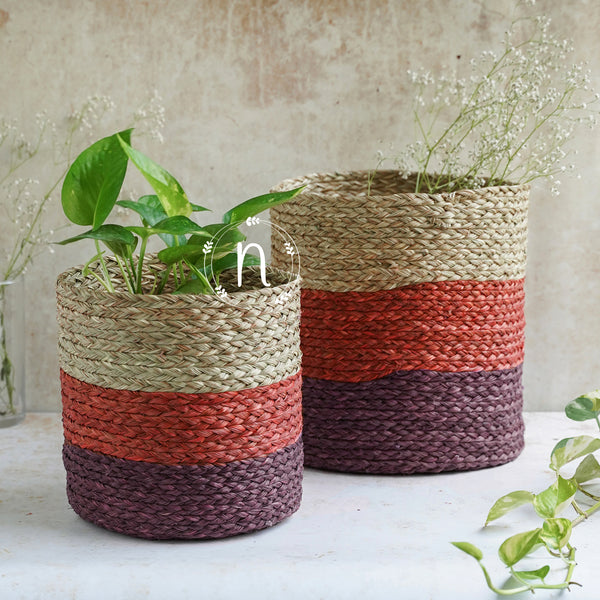 Eco-Friendly Planter Baskets Red Set of 2 - Basket | Flower basket