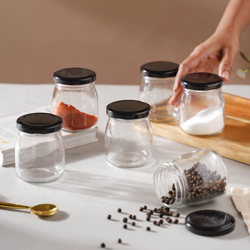 Glass Storage Container with Lid Set of 6 - Jar