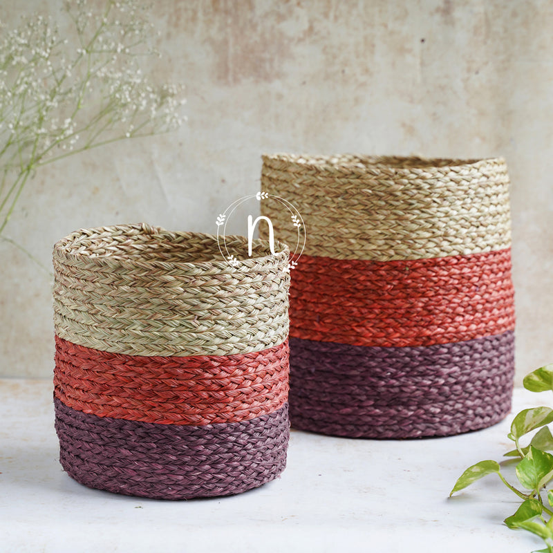 Eco-Friendly Planter Baskets Red Set of 2 - Basket | Flower basket