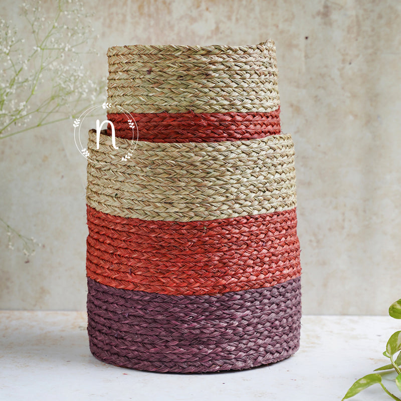 Eco-Friendly Planter Baskets Red Set of 2 - Basket | Flower basket