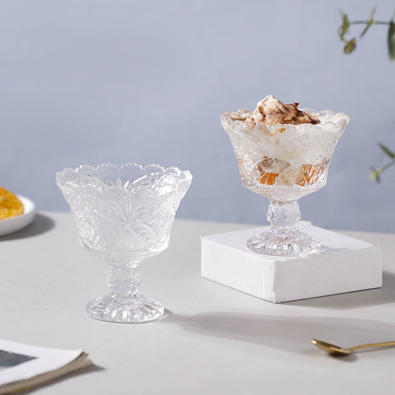 Butterfly Cut Glass Dessert Bowl Set of 2