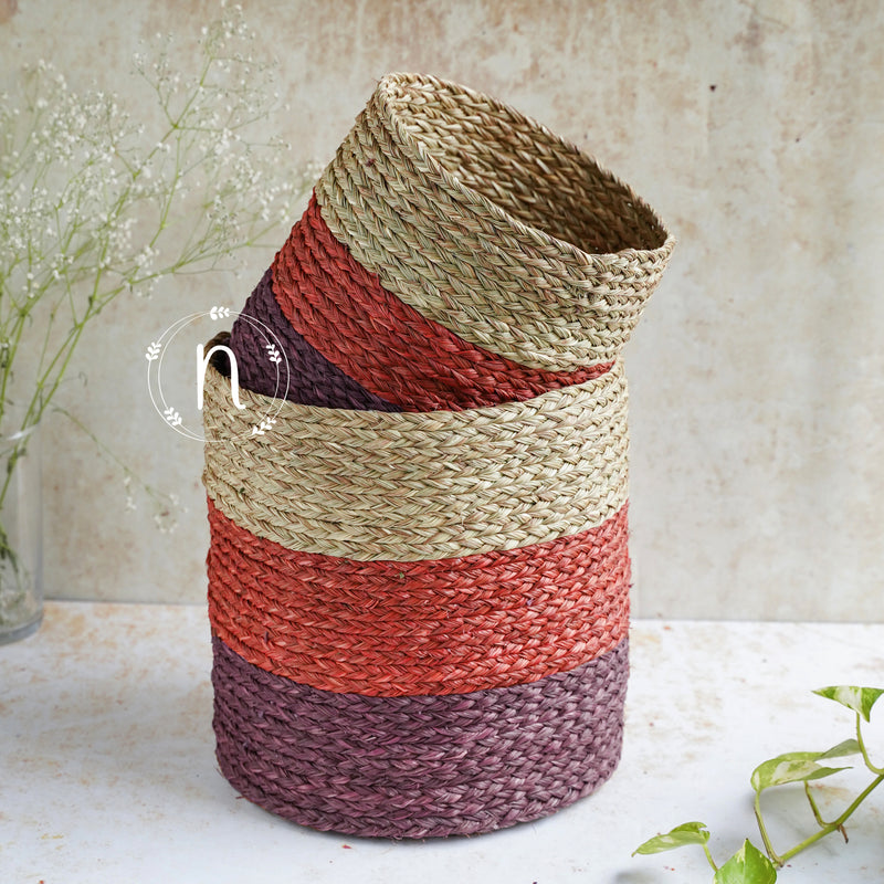 Eco-Friendly Planter Baskets Red Set of 2 - Basket | Flower basket