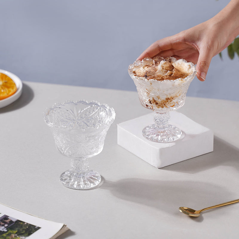 Butterfly Cut Glass Dessert Bowl Set of 2
