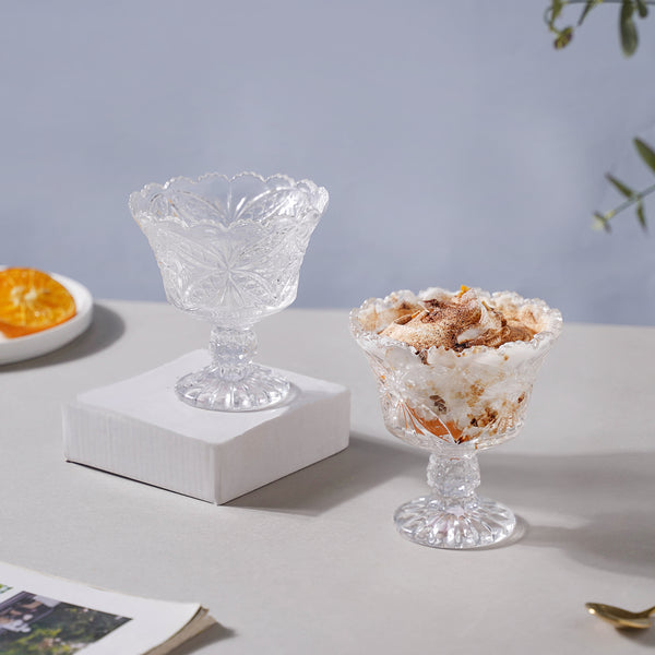 Butterfly Cut Glass Dessert Bowl Set of 2