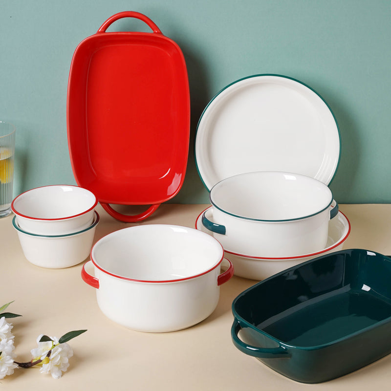 Green and Red Toujours 16 Piece Snack Set For 6