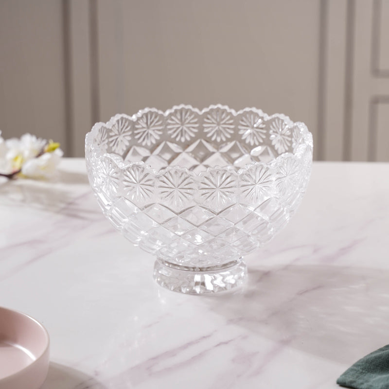 Intricate Glass Serving Bowl - Glass bowl, serving bowls, bowl for snacks, glass serving bowl, large serving bowl | Bowls for dining table & home decor