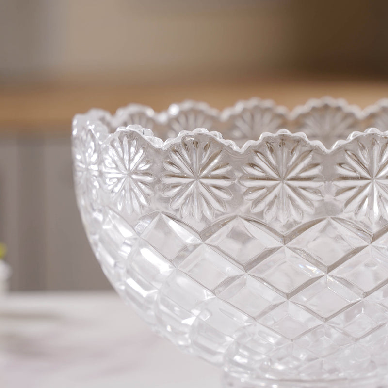 Intricate Glass Serving Bowl - Glass bowl, serving bowls, bowl for snacks, glass serving bowl, large serving bowl | Bowls for dining table & home decor