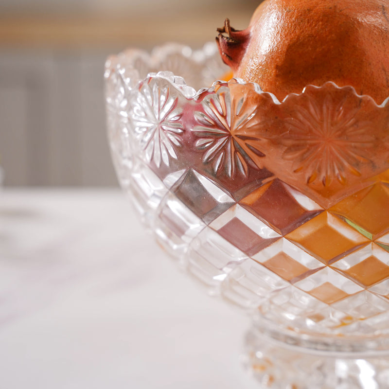 Intricate Glass Serving Bowl - Glass bowl, serving bowls, bowl for snacks, glass serving bowl, large serving bowl | Bowls for dining table & home decor