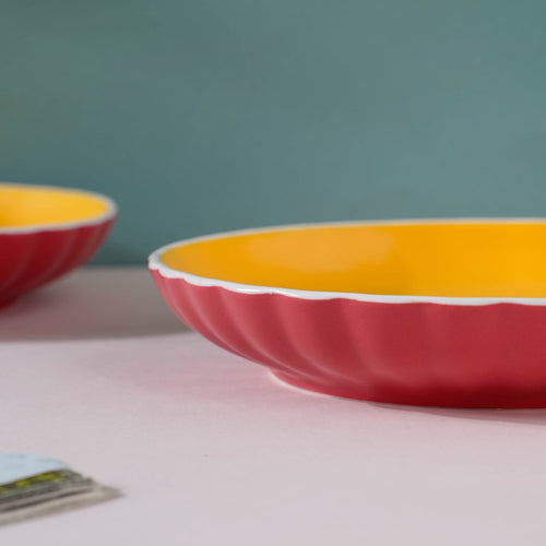 Chrome Snack Plate Red 7.5 inch Set Of 2 - Serving plate, snack plate, dessert plate | Plates for dining & home decor