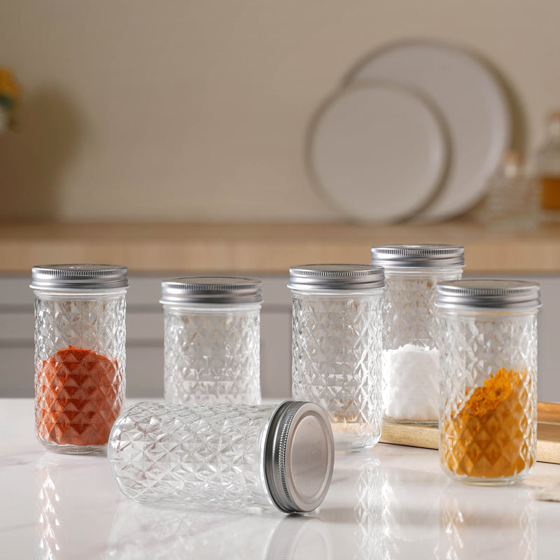 Textured Jar for Storage Set of 6 - Jar