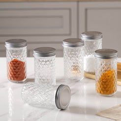 Textured Jar for Storage Set of 6 - Jar