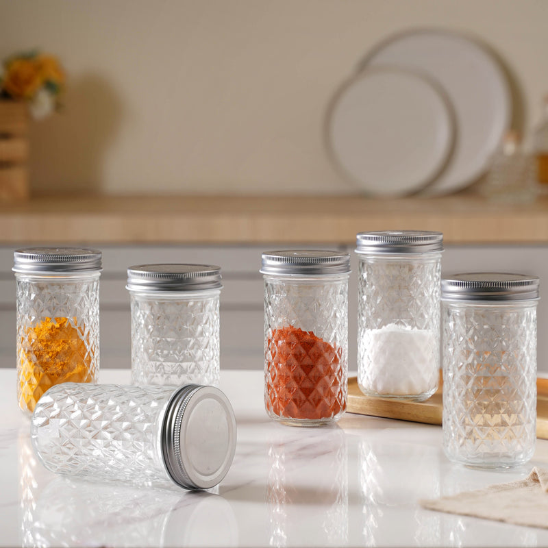 Textured Jar for Storage Set of 6 - Jar