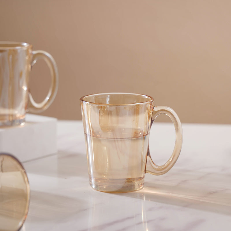 Amber Glass Jug and Cup Set of 7 - Tea set, glass jug set, glassware set | Drinkware set for Dining table & Home decor