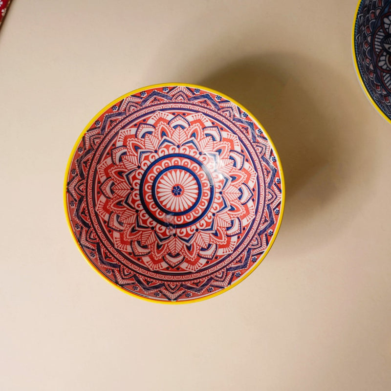 Mandala Ramen Bowl Set of 4 - Bowl, soup bowl, ceramic bowl, snack bowls, curry bowl, popcorn bowls | Bowls for dining table & home decor