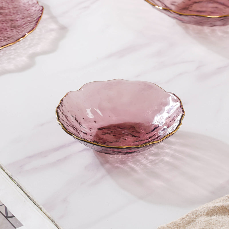 Glass Rose Dish Set of 3