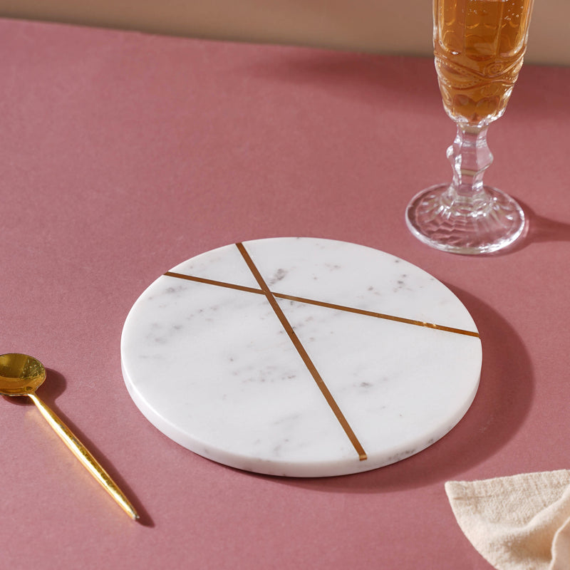 Circular Marble Tray - Ceramic platter, serving platter, fruit platter, snack plate | Plates for dining table & home decor