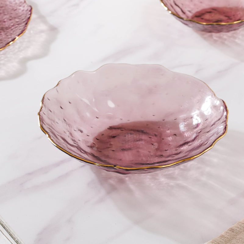 Glass Rose Dish Set of 3