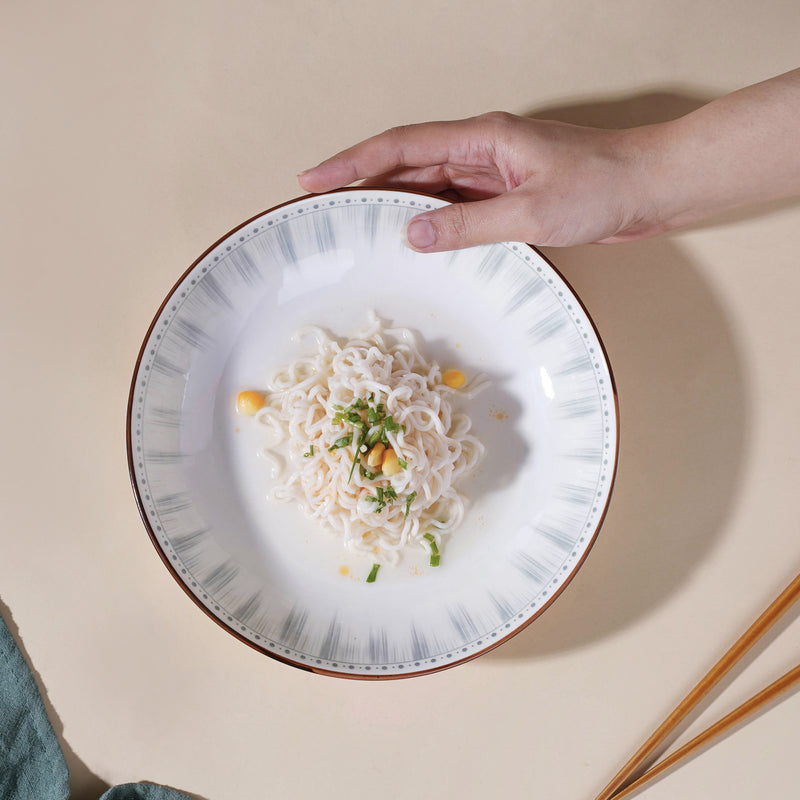 Dainty Patterned Pasta Dish 7 Inch - Serving plate, pasta plate, lunch plate, deep plate | Plates for dining table & home decor