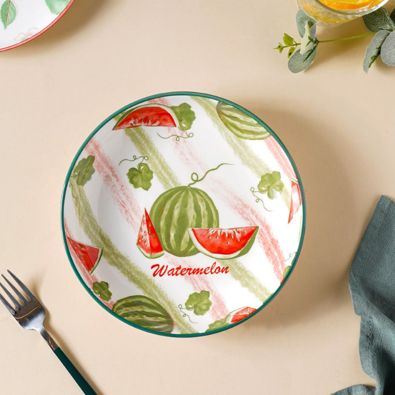 Watermelon Fruit Salad Plate 7.5 inch - Serving plate, snack plate, dessert plate | Plates for dining & home decor