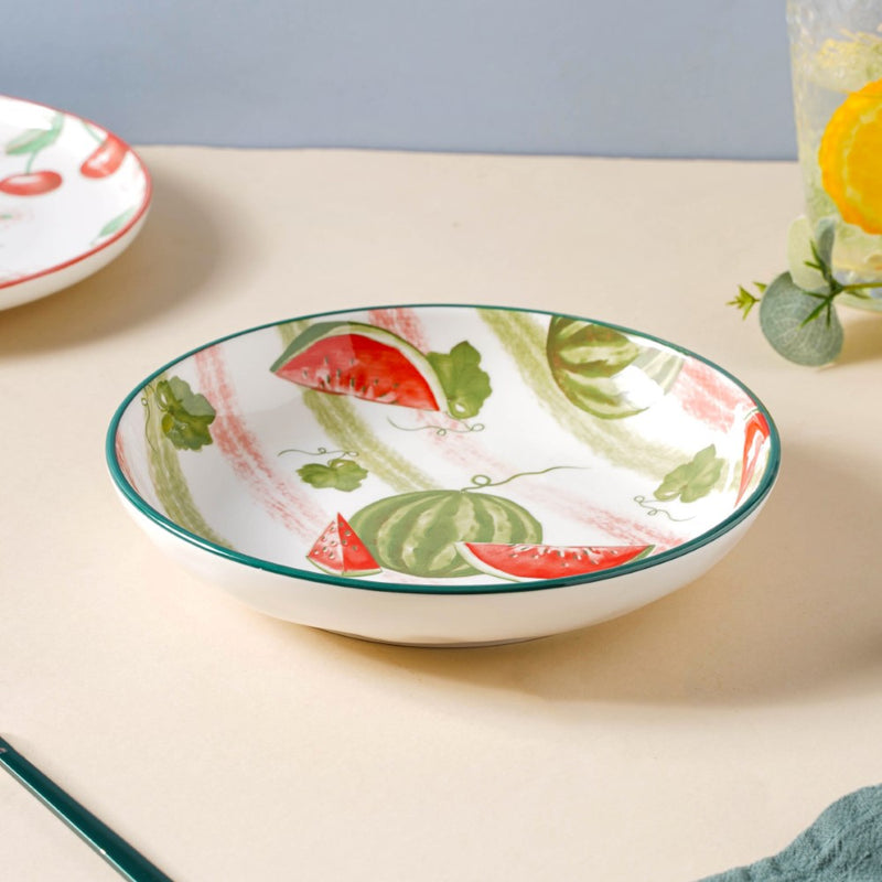 Watermelon Fruit Salad Plate 7.5 inch - Serving plate, snack plate, dessert plate | Plates for dining & home decor