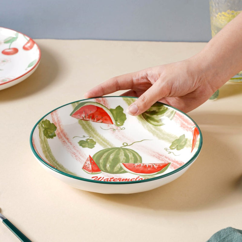 Watermelon Fruit Salad Plate 7.5 inch - Serving plate, snack plate, dessert plate | Plates for dining & home decor