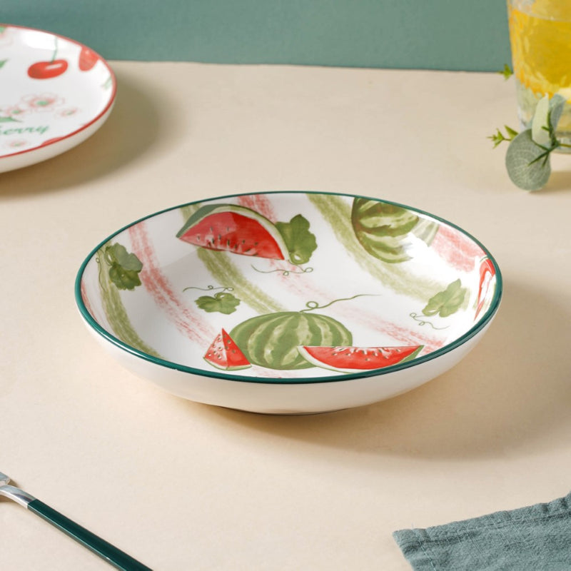 Watermelon Fruit Salad Plate 7.5 inch - Serving plate, snack plate, dessert plate | Plates for dining & home decor