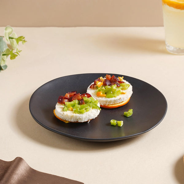 Bellinor Black Matte Snack Plate 8 Inch - Serving plate, snack plate, dessert plate | Plates for dining & home decor