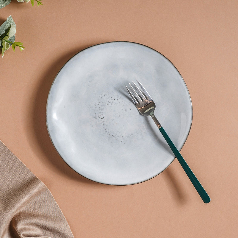 Criselda Grey Gloss Snack Plate 8 Inch - Serving plate, snack plate, dessert plate | Plates for dining & home decor