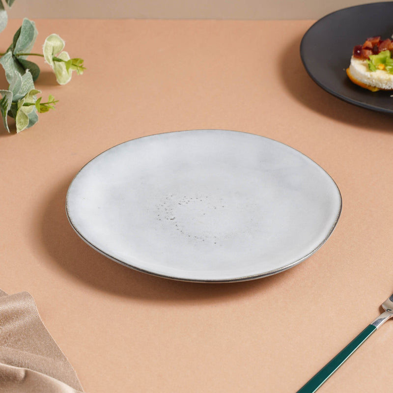Criselda Grey Gloss Snack Plate 8 Inch - Serving plate, snack plate, dessert plate | Plates for dining & home decor