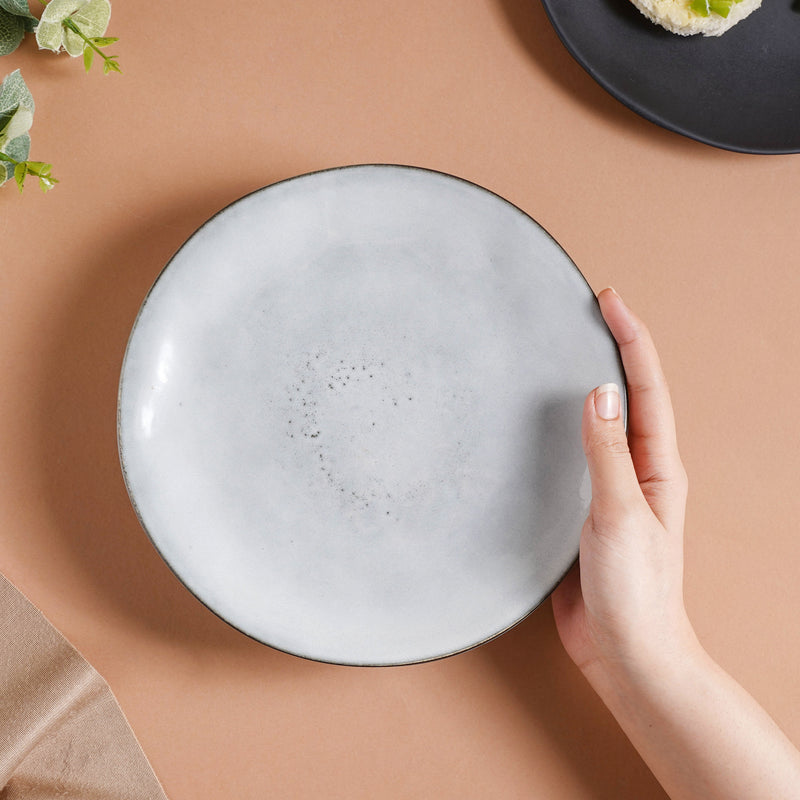 Criselda Grey Gloss Snack Plate 8 Inch - Serving plate, snack plate, dessert plate | Plates for dining & home decor