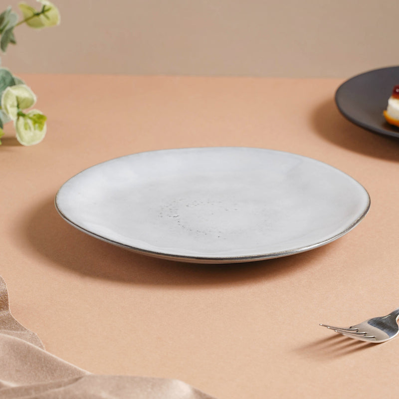 Criselda Grey Gloss Snack Plate 8 Inch - Serving plate, snack plate, dessert plate | Plates for dining & home decor