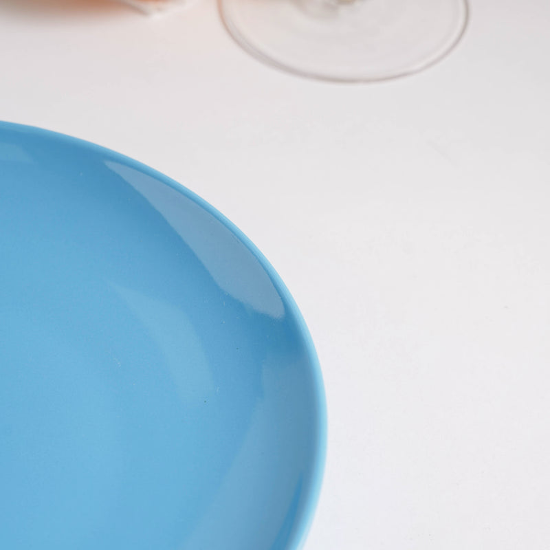 Cielo Blue Glossy Snack Plate 8 Inch - Serving plate, snack plate, dessert plate | Plates for dining & home decor