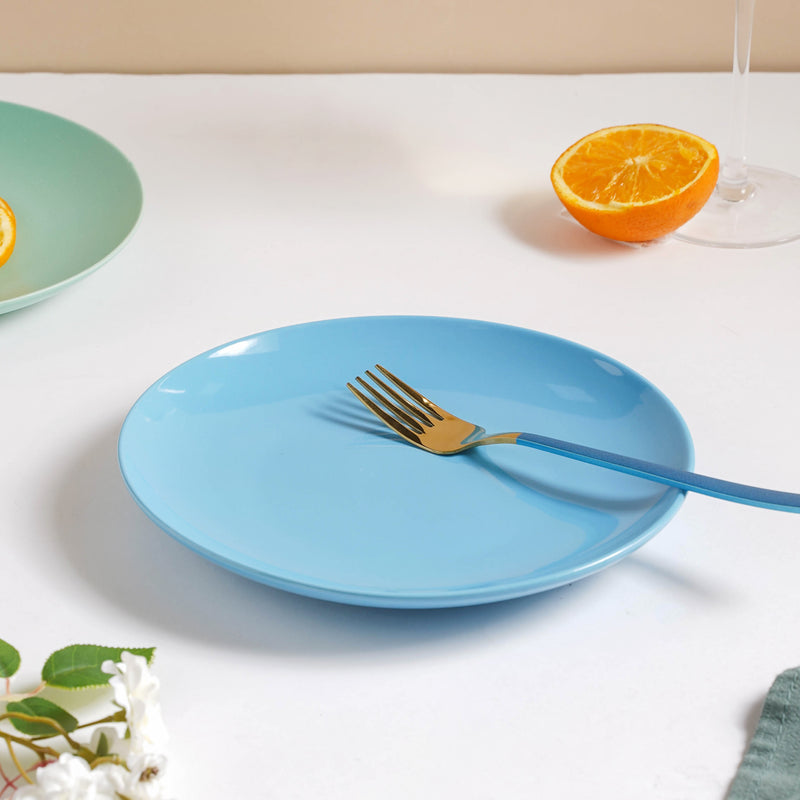 Cielo Blue Glossy Snack Plate 8 Inch - Serving plate, snack plate, dessert plate | Plates for dining & home decor