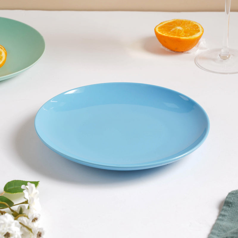 Cielo Blue Glossy Snack Plate 8 Inch - Serving plate, snack plate, dessert plate | Plates for dining & home decor