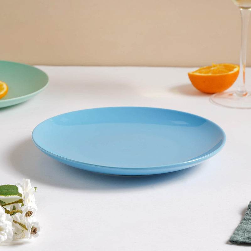 Cielo Blue Glossy Snack Plate 8 Inch - Serving plate, snack plate, dessert plate | Plates for dining & home decor